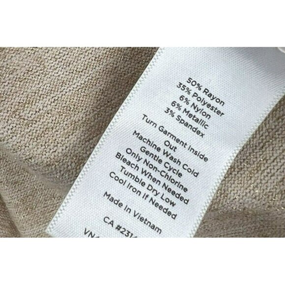 Talbots Faux Wrap Blouse Cardigan Women’s P XL  Long Sleeve Gold Shimmer Solid - Picture 5 of 7